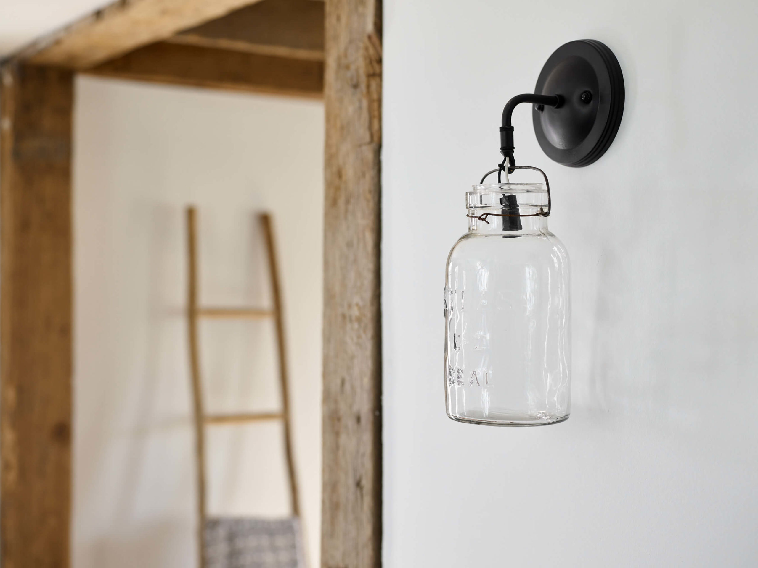 Farmhouse interior, modern farmhouse entry, farmhouse entry renovation, mason jar lights, reclaimed jar lights, mason jar sconces, interesting light fixtures, Kristina Crestin , Kristina Crestin Design, HGTV Farmhouse Fixer, HGTV Farmhouse, HGTV Jonathan Knight